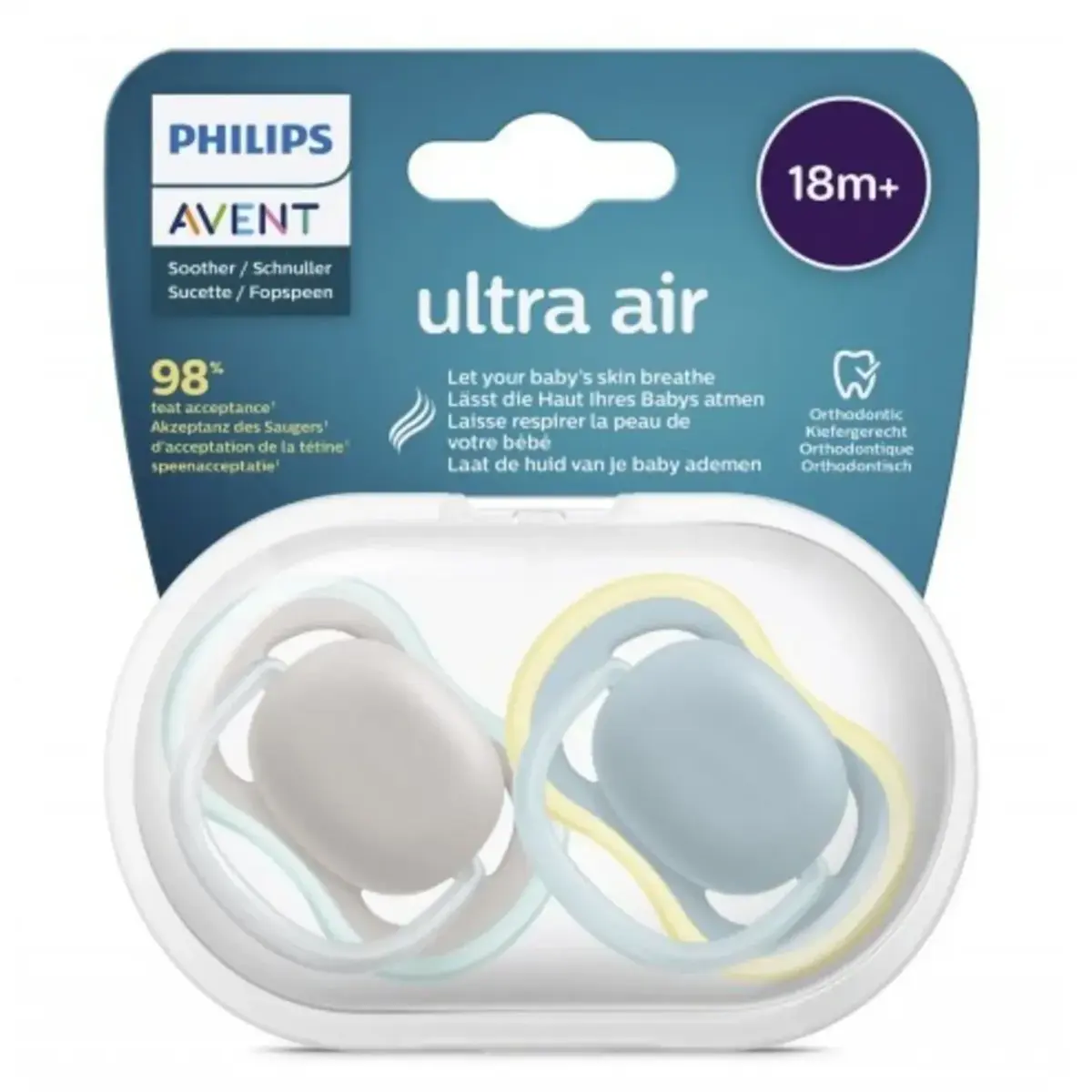 Philips Avent SCF349/01 Ultra Air Silikon Emzik 2li 18+ Ay Nighttime Renkli