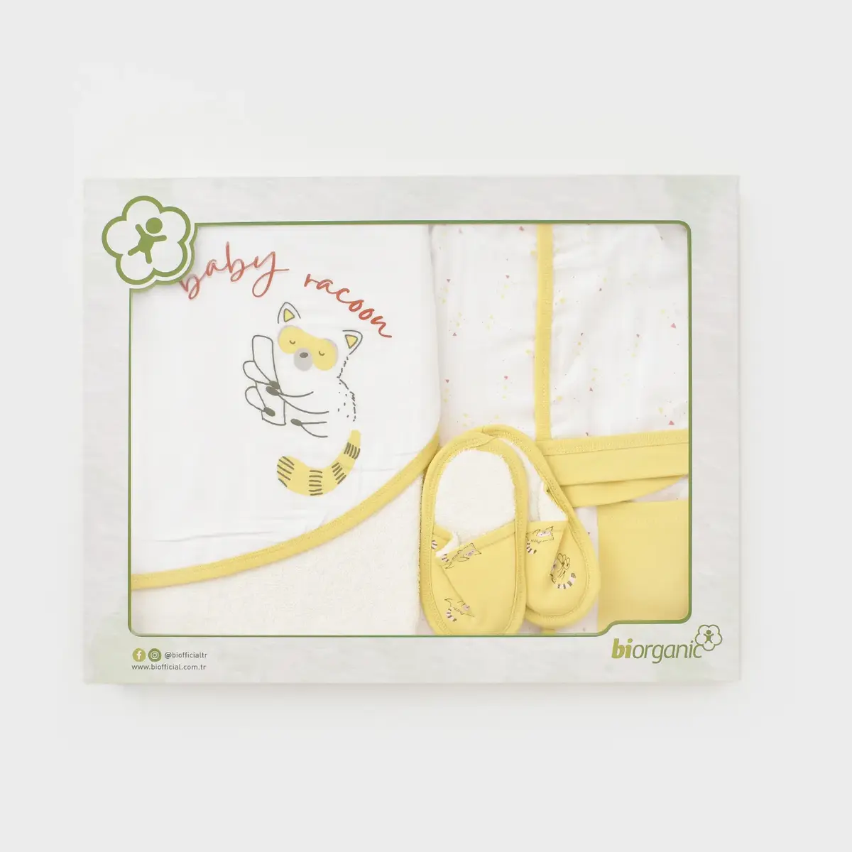 Bibaby Organik Bornoz Takımı Baby Racoon Vanilla Ice