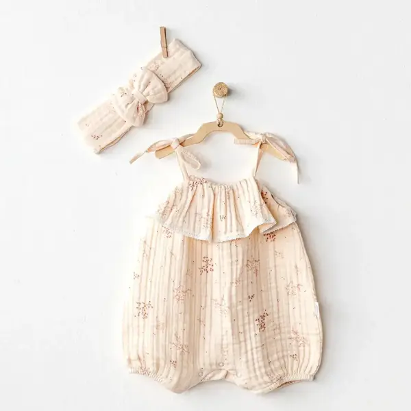 Andy Wawa Tulum Bant Takım Müslin Pretty Flowers Açık Somon