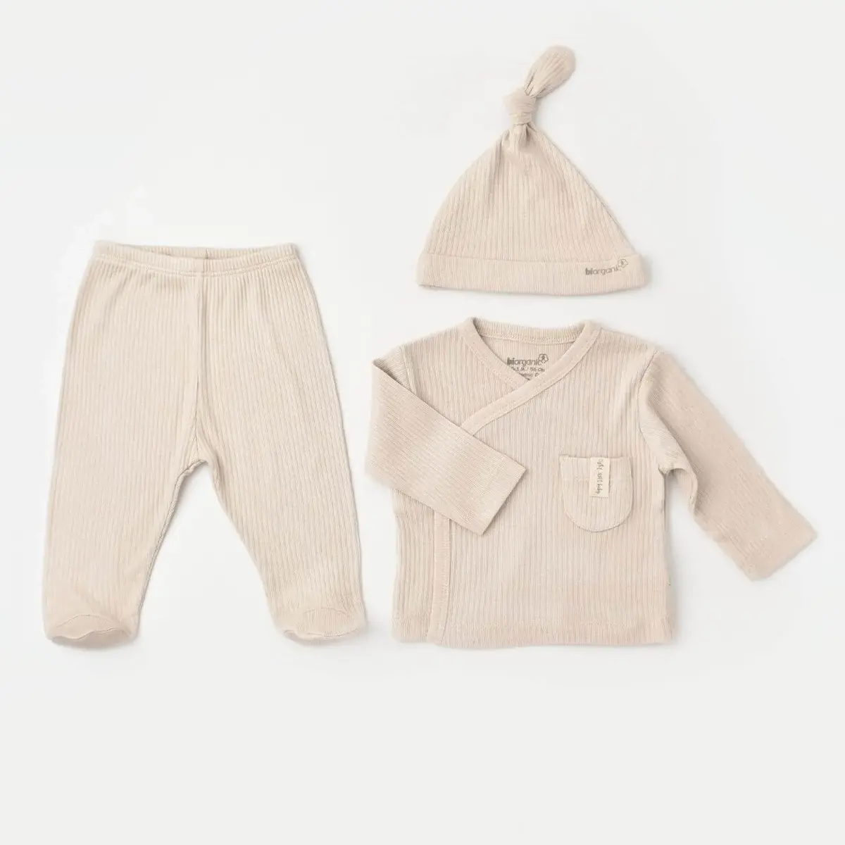 Bibaby Organik Zıbın Takımı 3lü Soft Modal Bej