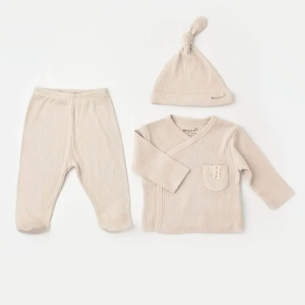 Bibaby Organik Zıbın Takımı 3lü Soft Modal Bej