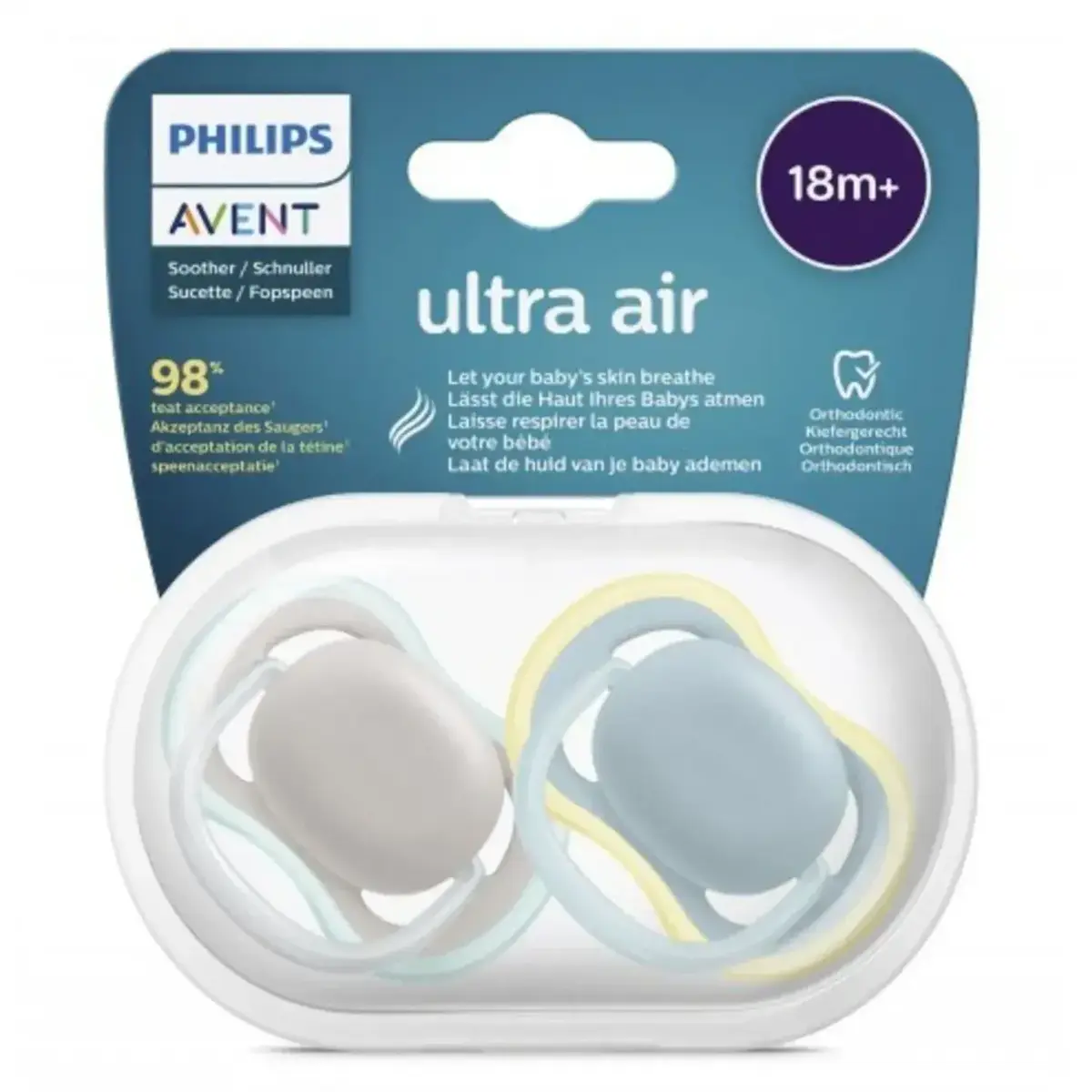 Philips Avent SCF349/01 Ultra Air Silikon Emzik 2li 18+ Ay Nighttime Renkli