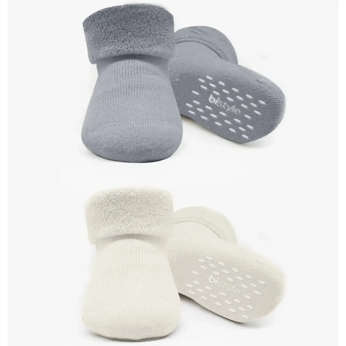 Bistyle Çorap Soket Havlu 2li Kaymaz Basic Boy Gri - Natural