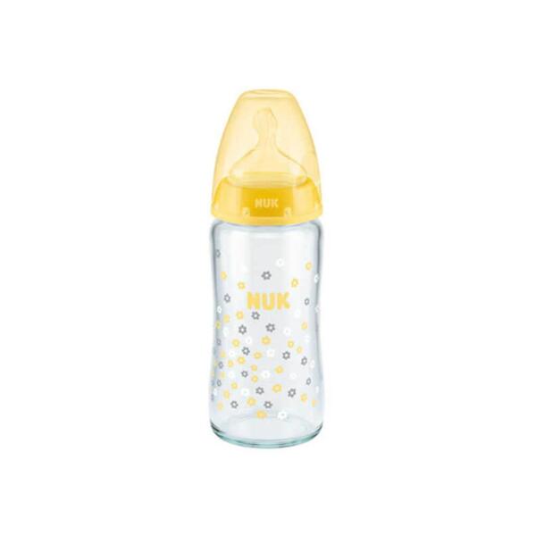 Nuk FC Plus Silikon Emzikli Cam Biberon 240 ml Sarı