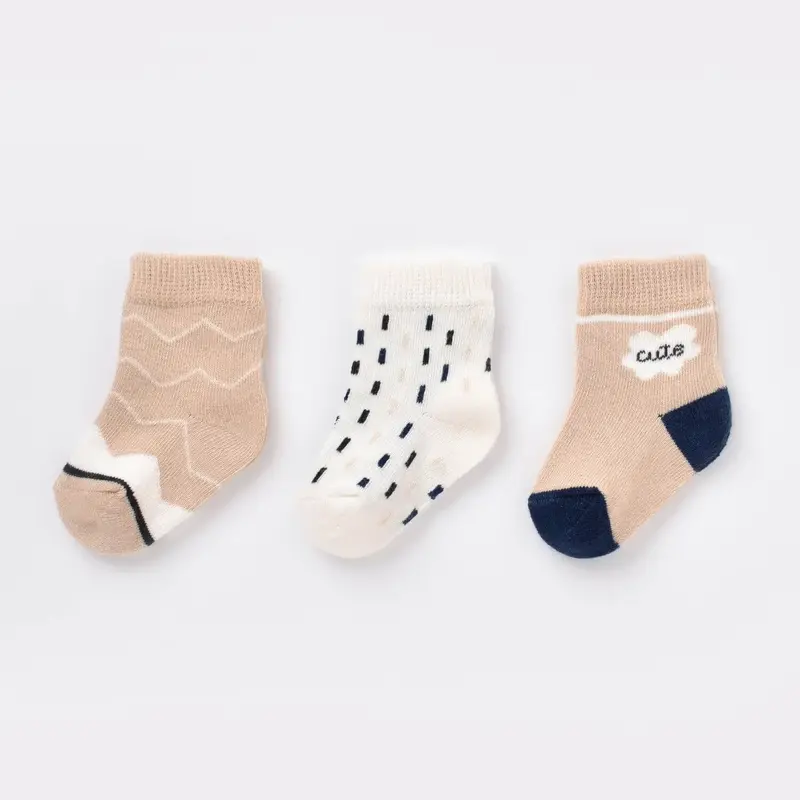 Bibaby Organik Çorap Soket 3lü Cute Bej