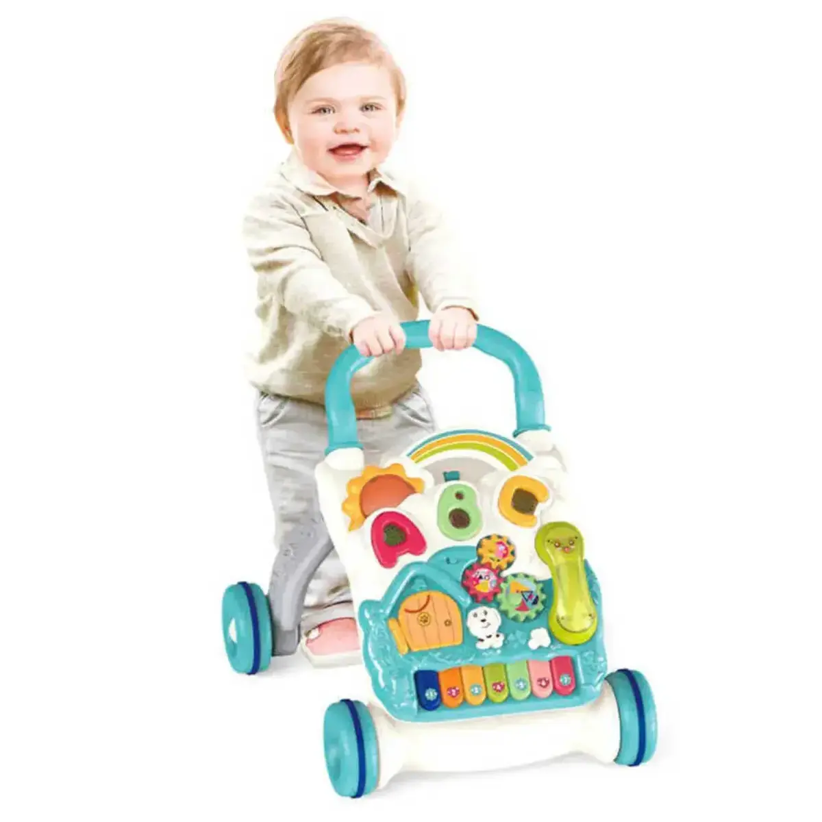 Vardem Piyanolu 4in1 Turkuaz Bebek Yürüteci Turkuaz