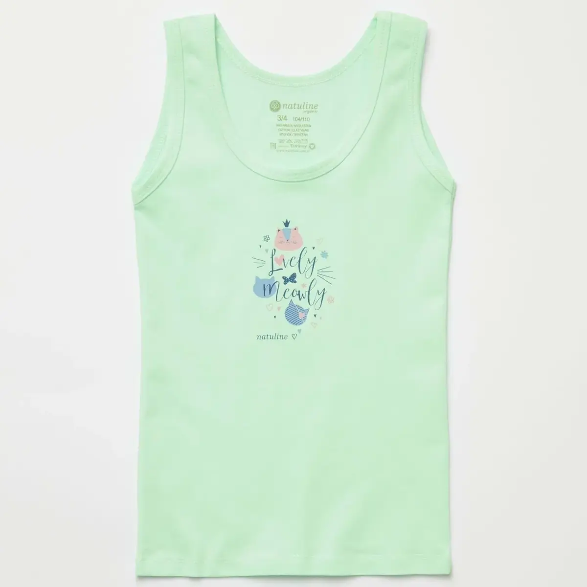 Natuline Organik Atlet Likralı Lovely Meowly 2li Pembe - Yeşil