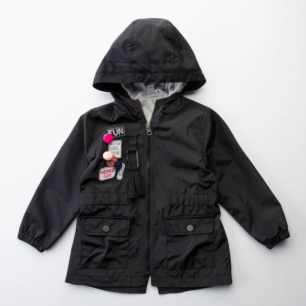 Midimod Yağmurluk Ponponlu Siyah