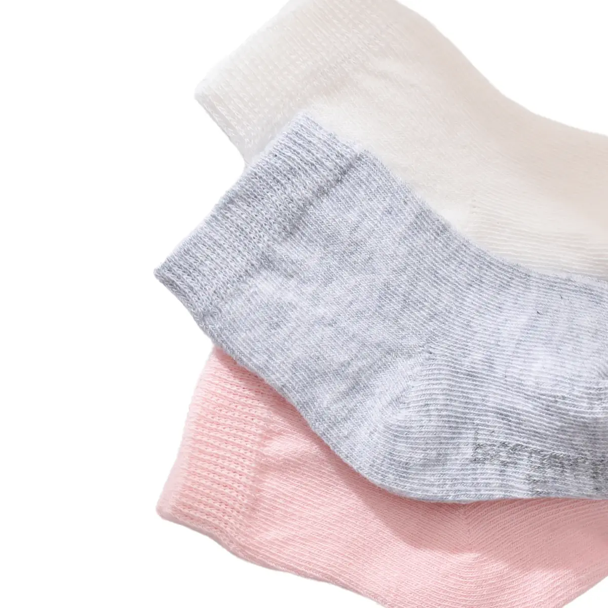 Bibaby Organik Çorap Soket 3lü Basic Pembe - Gri