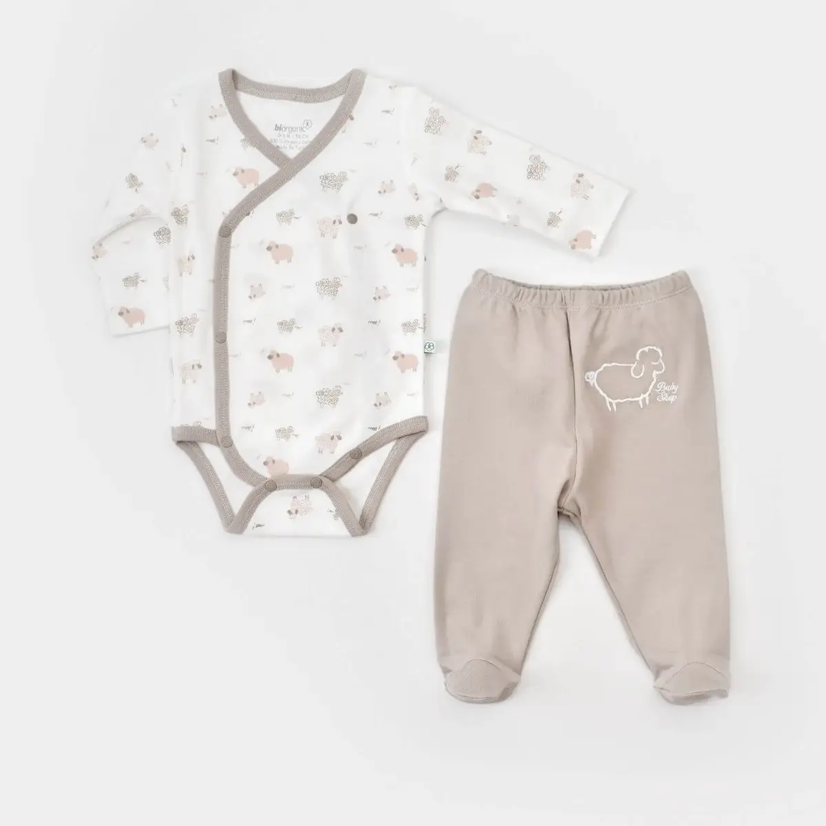 Bibaby Organik Zıbın Takımı Curly Sheep Bej