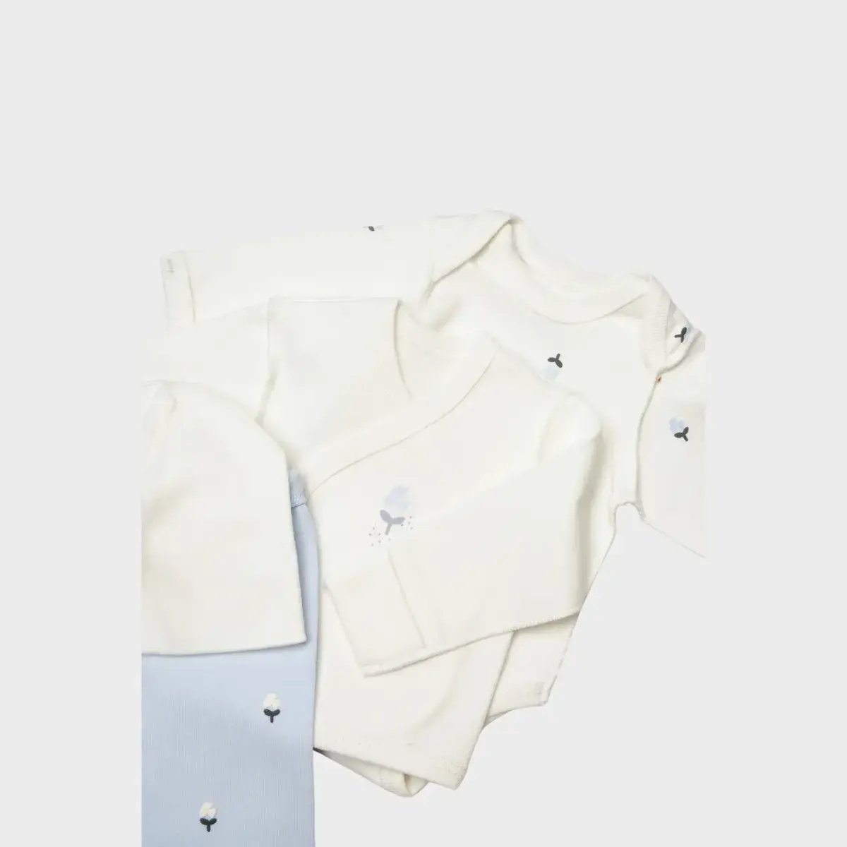 Bibaby Organik Zıbın Takımı 4lü Love Floral Ekru - Lila