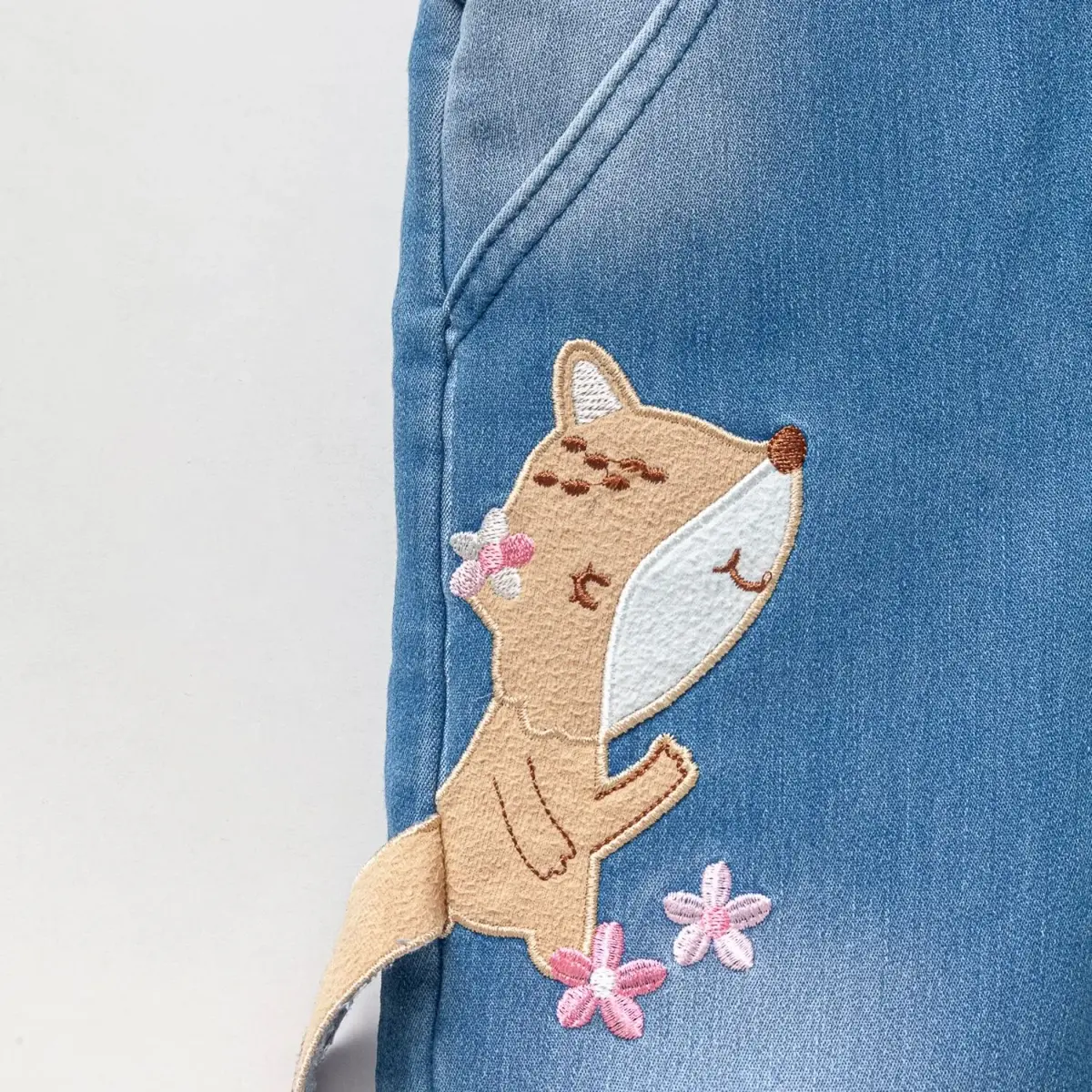 Overdo Salopet Kot Nakışlı Mavi