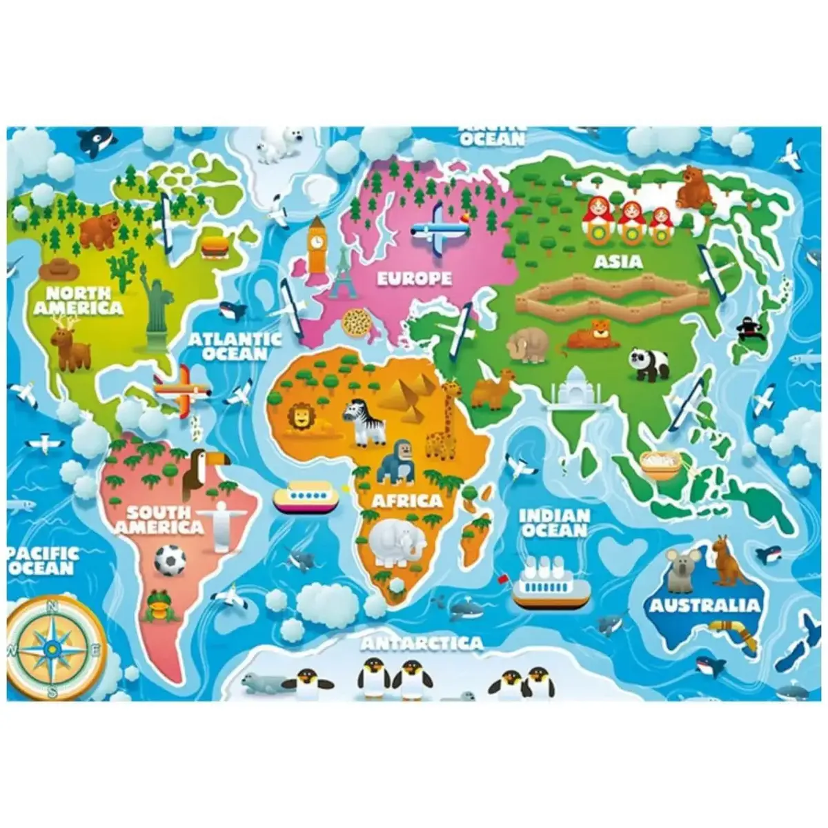 KS Games Colorful World Map Jumbo Puzzle 50 Parça