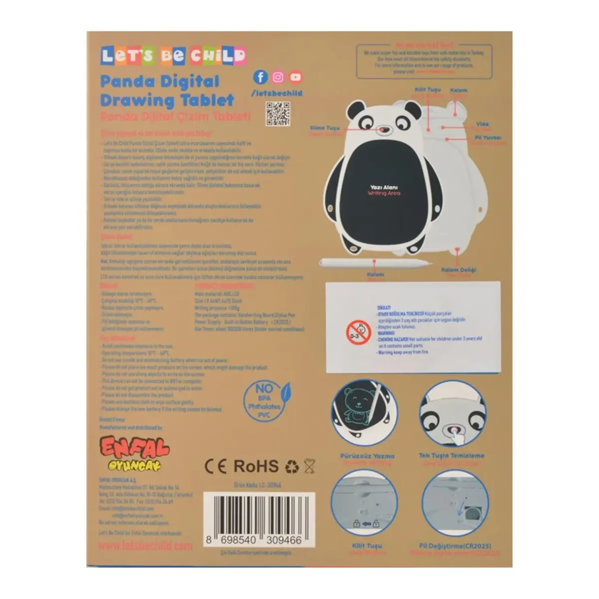 Let's Be Child Panda Çizim Tableti 8,5" 