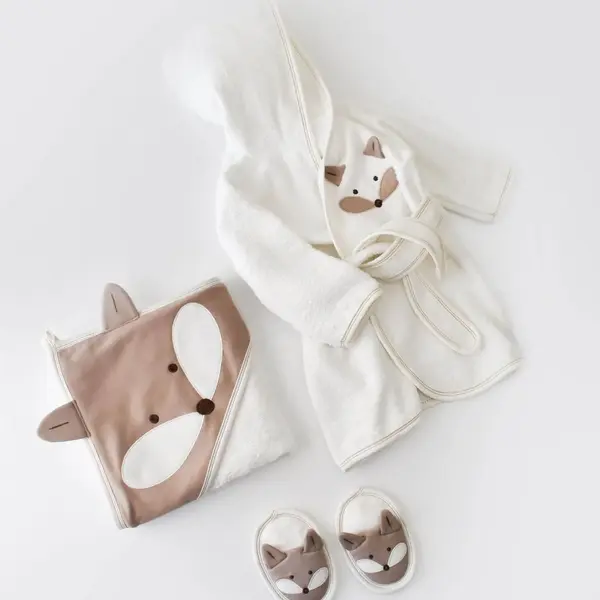 Bibaby Bornoz Takımı Sweet Fox Ekru - Kahverengi