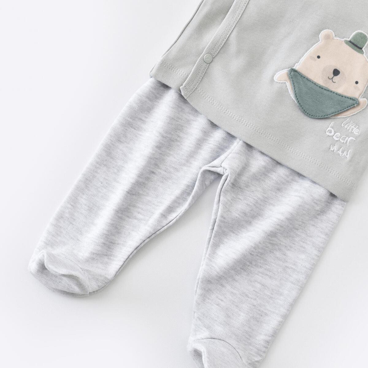 Bibaby Organik Zıbın Takımı 3lü Hug Me Bear Kar Melanj