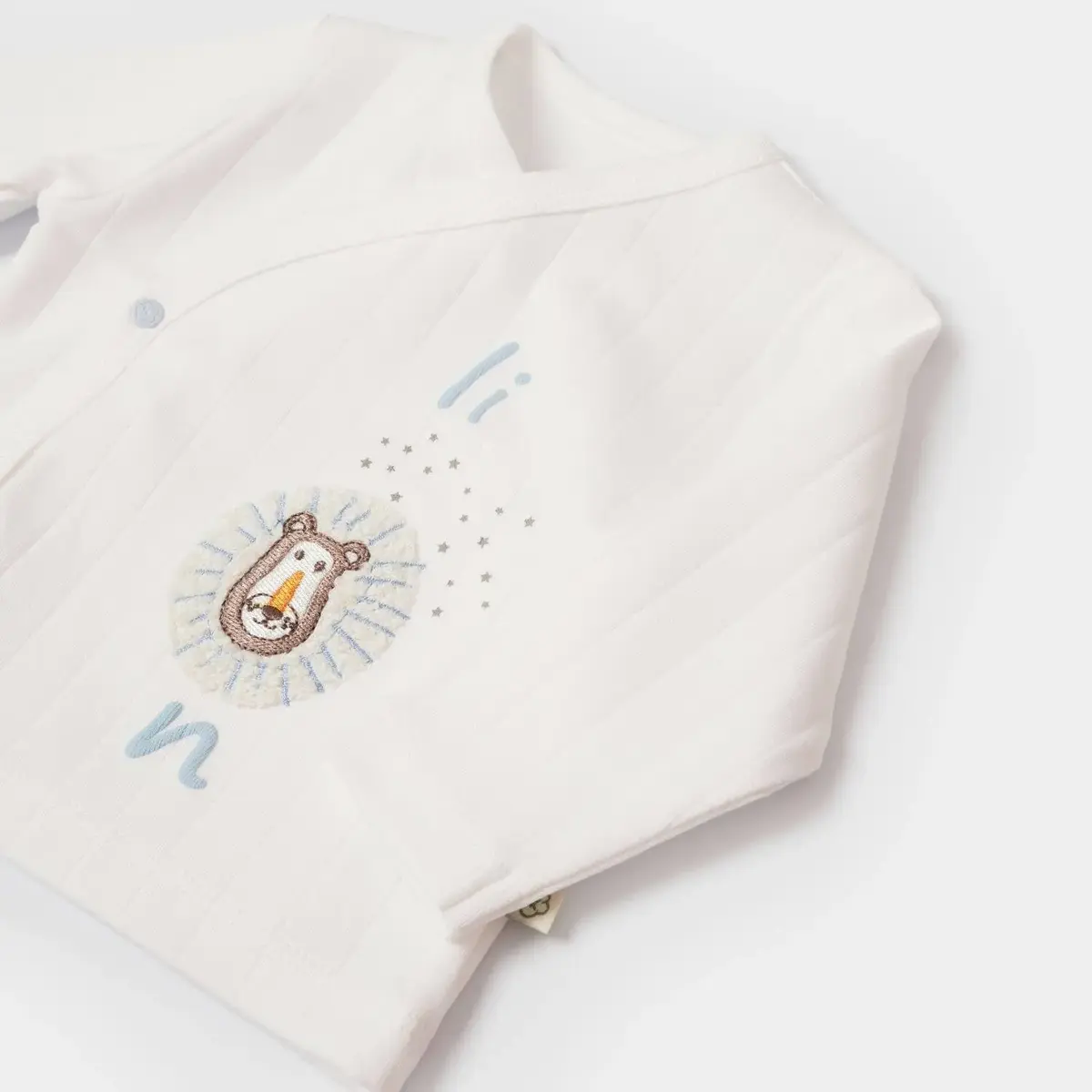 Bibaby Organik Zıbın Takımı 3Lü Brave Lion Ekru - Turkuaz