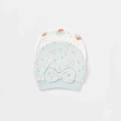 Bibaby Organik Şapka 2li Pretty Ears Bunny Mint - Ekru