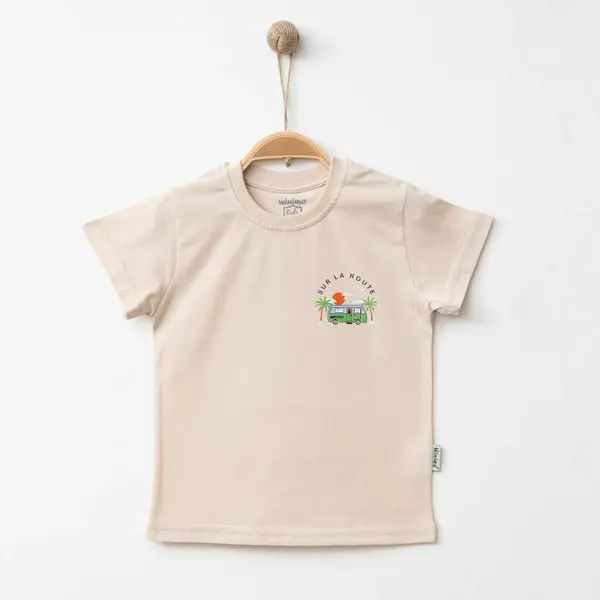 Winimo T-Shirt Otobüs Baskılı Bej
