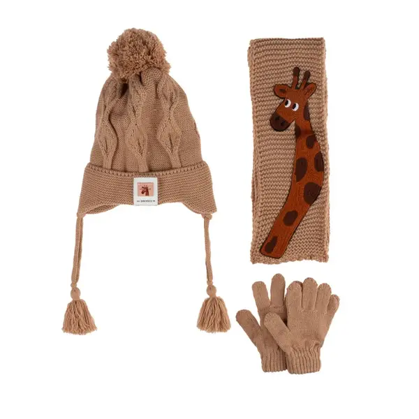 Kitti Eldiven Atkı Bere Takım 1-4Yaş Açık Kahve Asortili