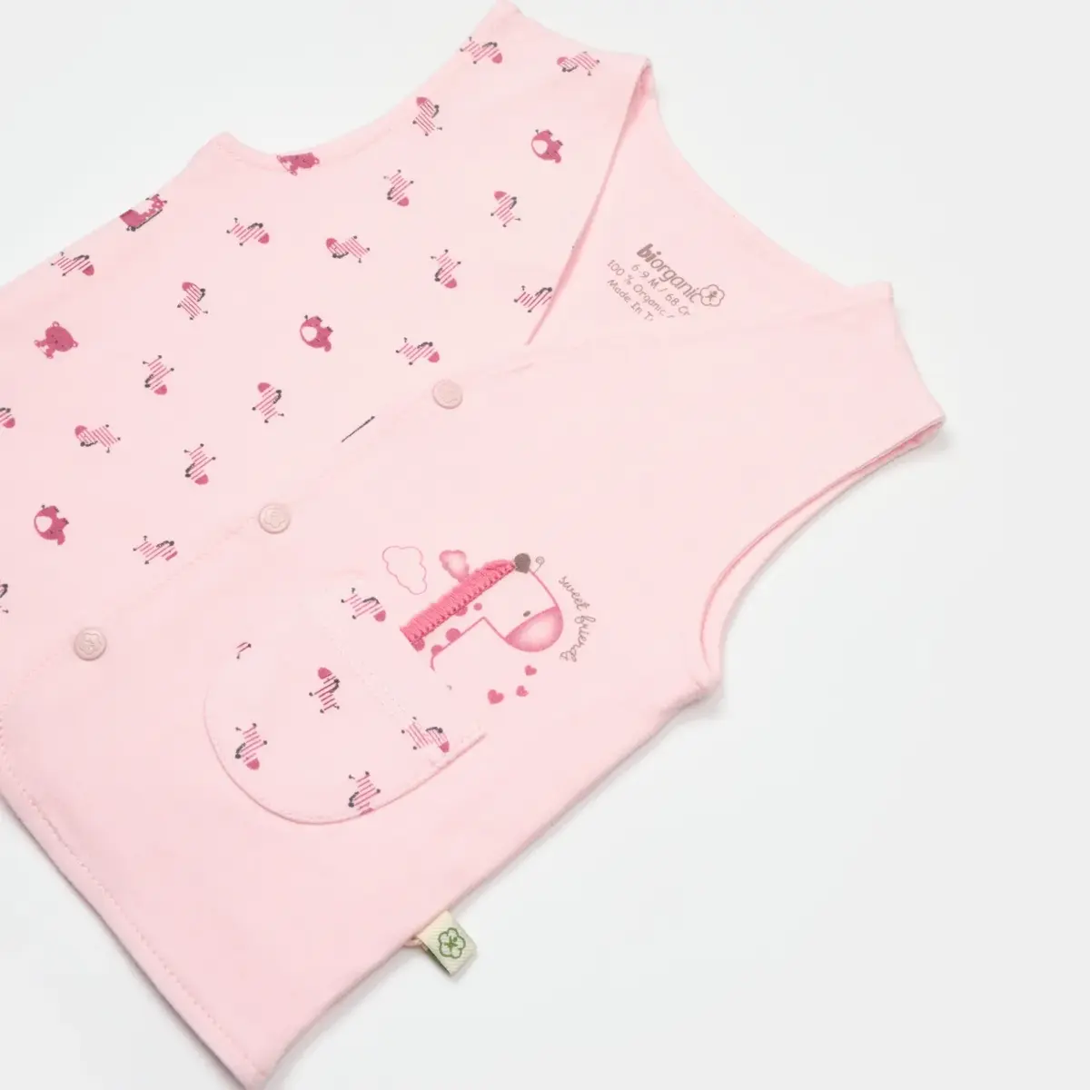 Bibaby Organik Yelek Sweet Friends Pembe
