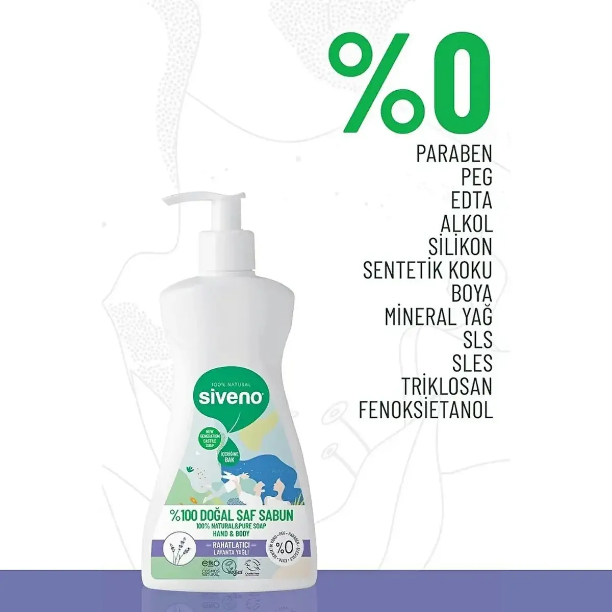Siveno %100 Lavanta Yağlı Doğal Sıvı Sabun 300ml