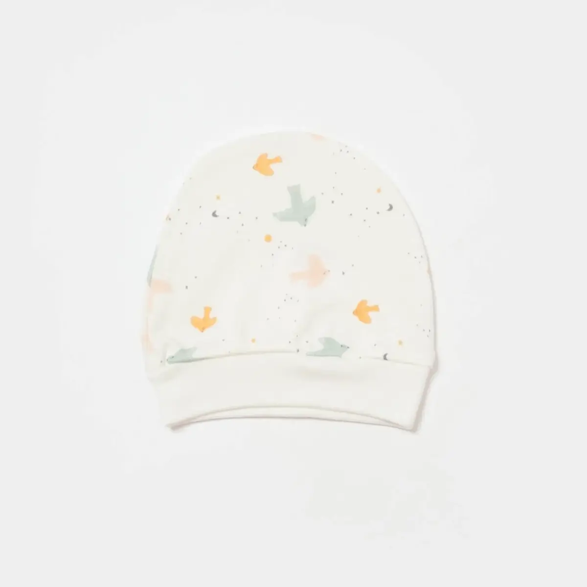 Bibaby Organik Şapka 2li Tiny Birds Ekru - Yeşil
