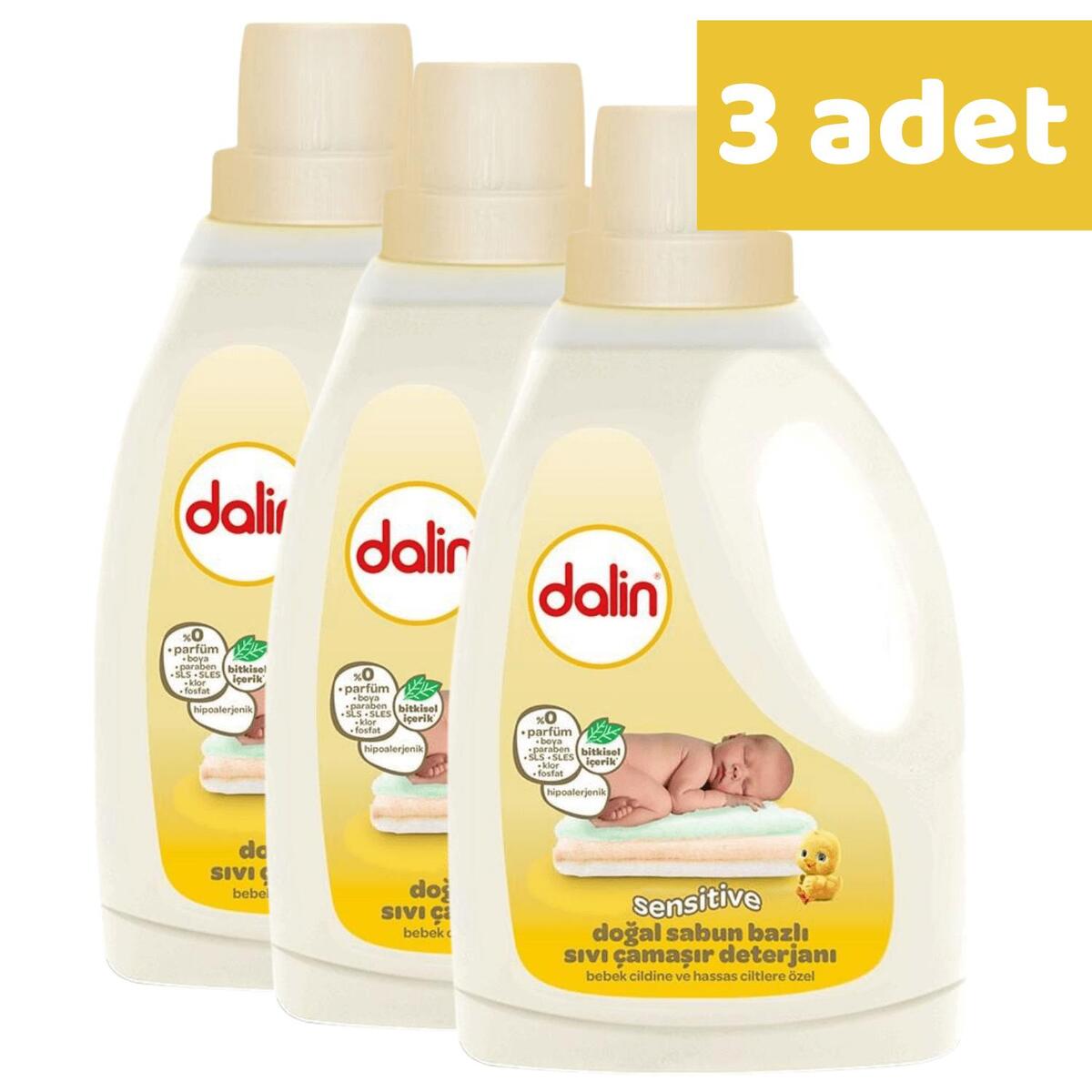 Dalin Doğal Sabun Bazlı Sıvı Bebek Çamaşır Deterjanı 1500 ml x 3 Adet