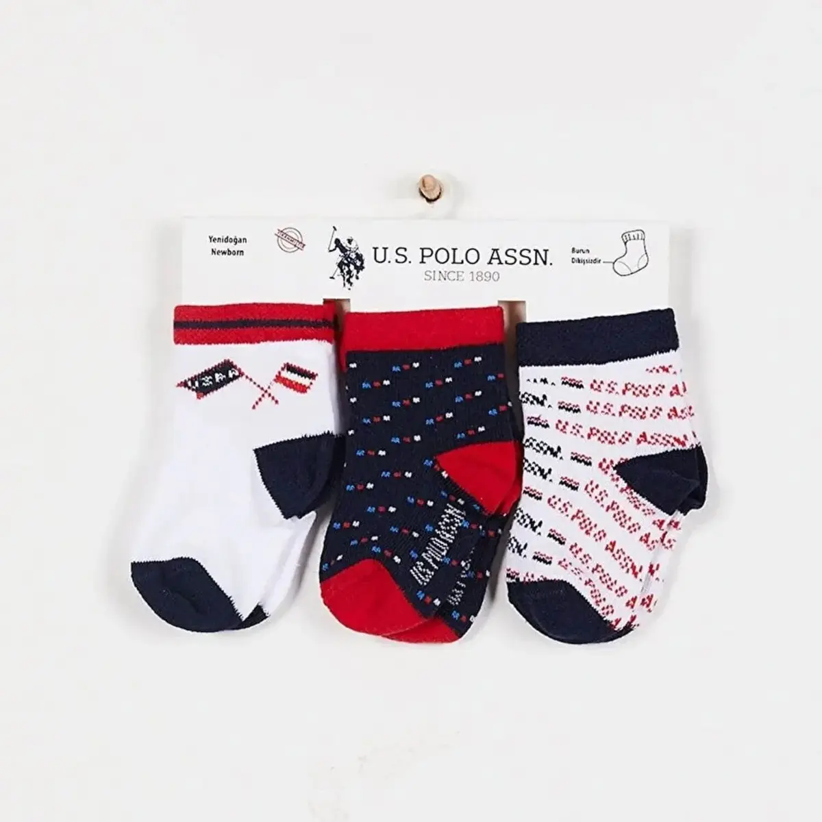 U.S. Polo Çorap Soket Beyaz - Lacivert