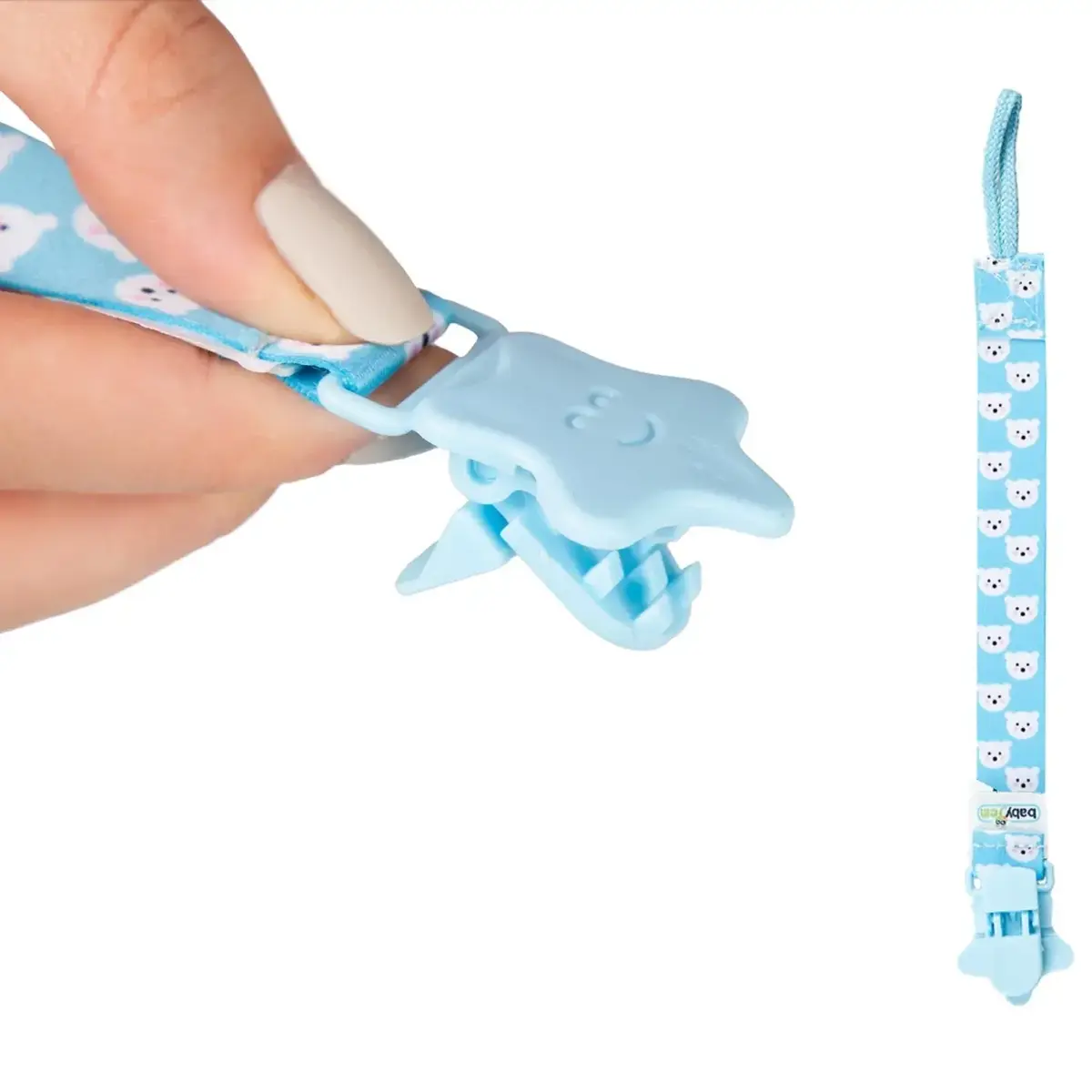 Babyjem Emzik Tutacağı Desenli Mavi Ayıcık