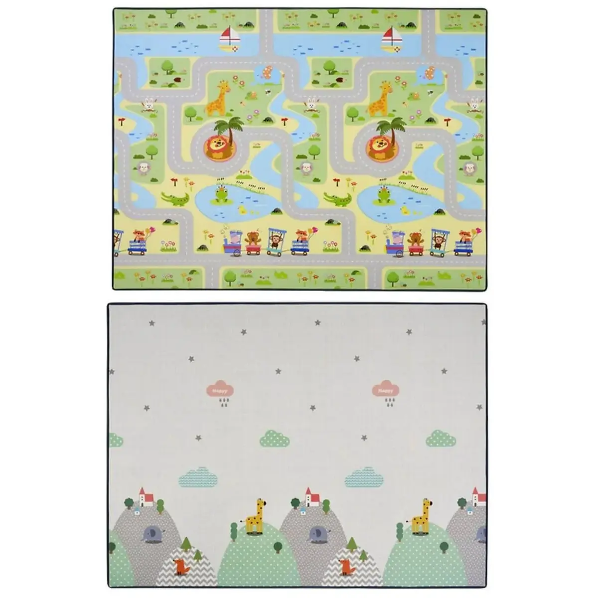 Coolmats Yeşil Parkur-Bulutlar ve Dağlar Oyun Halısı 140x200x1