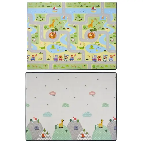 Coolmats Yeşil Parkur-Bulutlar ve Dağlar Oyun Halısı 140x200x1