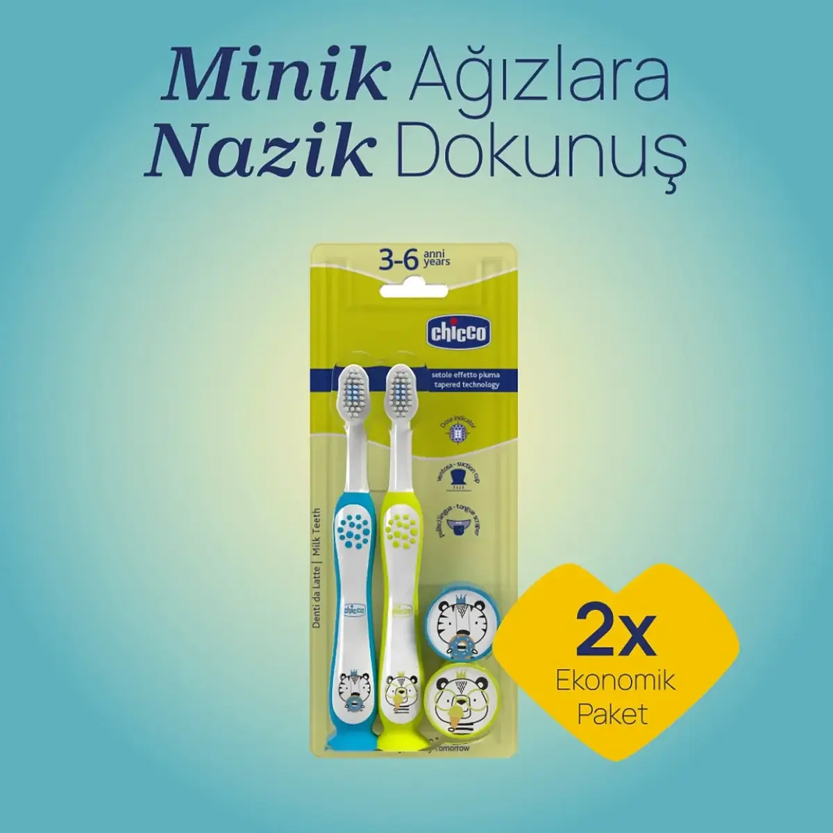 Chicco Diş Fırçası 3-6 Yaş Tiger-Panda 2'li