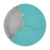 OiOi Puzzle Vakumlu Mama Tabağı Aqua Green - Powder Grey
