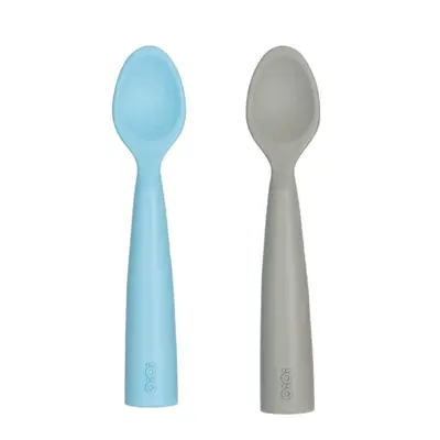 OiOi Nam Nam Kaşık 2li 6+Ay Mineral Blue - Powder Grey
