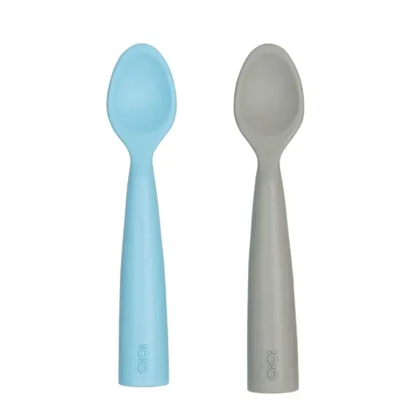 OiOi Nam Nam Kaşık 2li 6+Ay Mineral Blue - Powder Grey