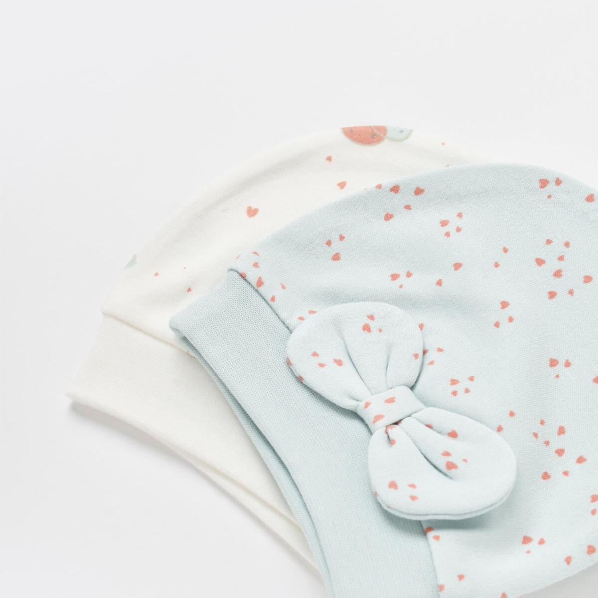 Bibaby Organik Şapka 2li Pretty Ears Bunny Mint - Ekru