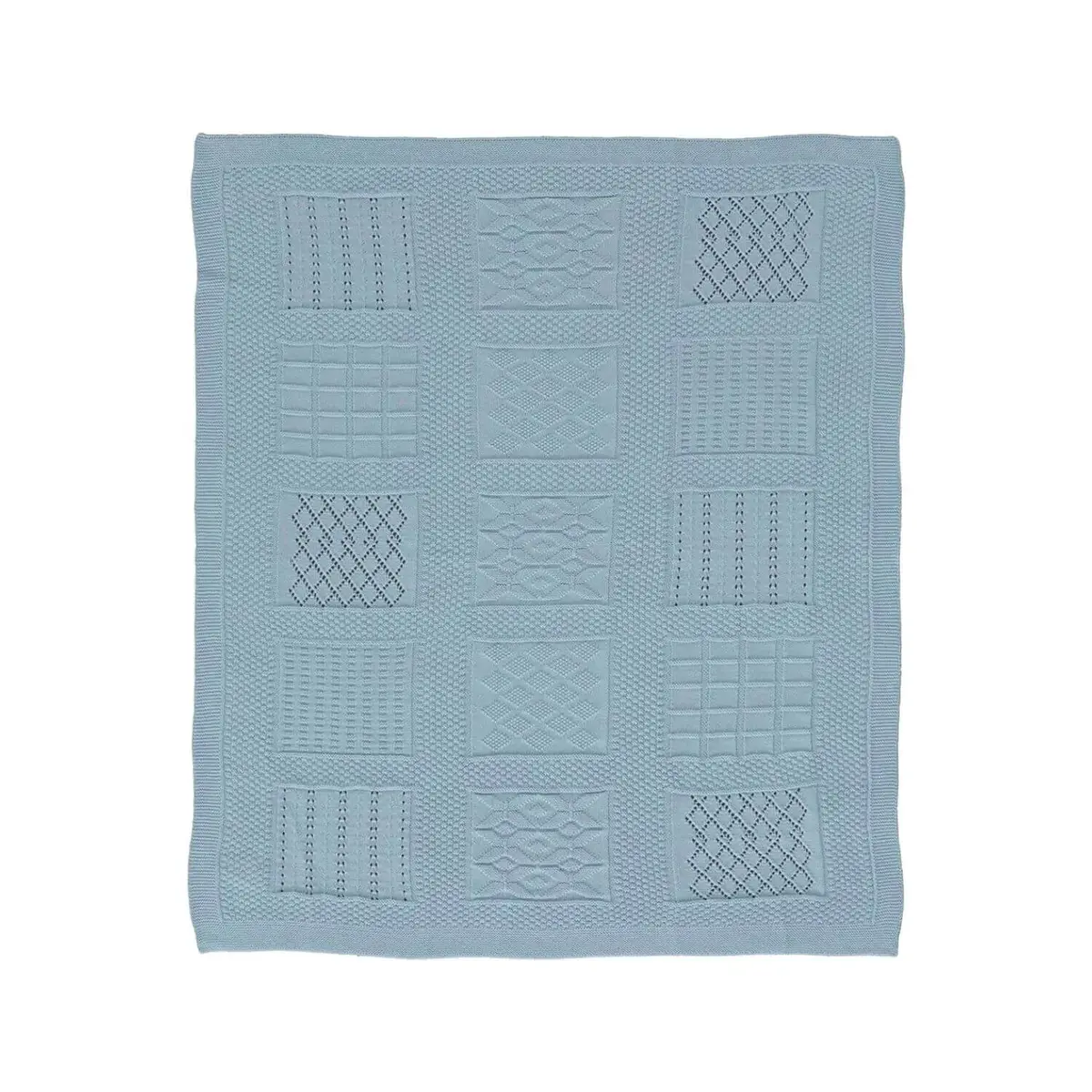 Bebepan Battaniye Triko Kutu Desenli 80x90cm Açık Mavi