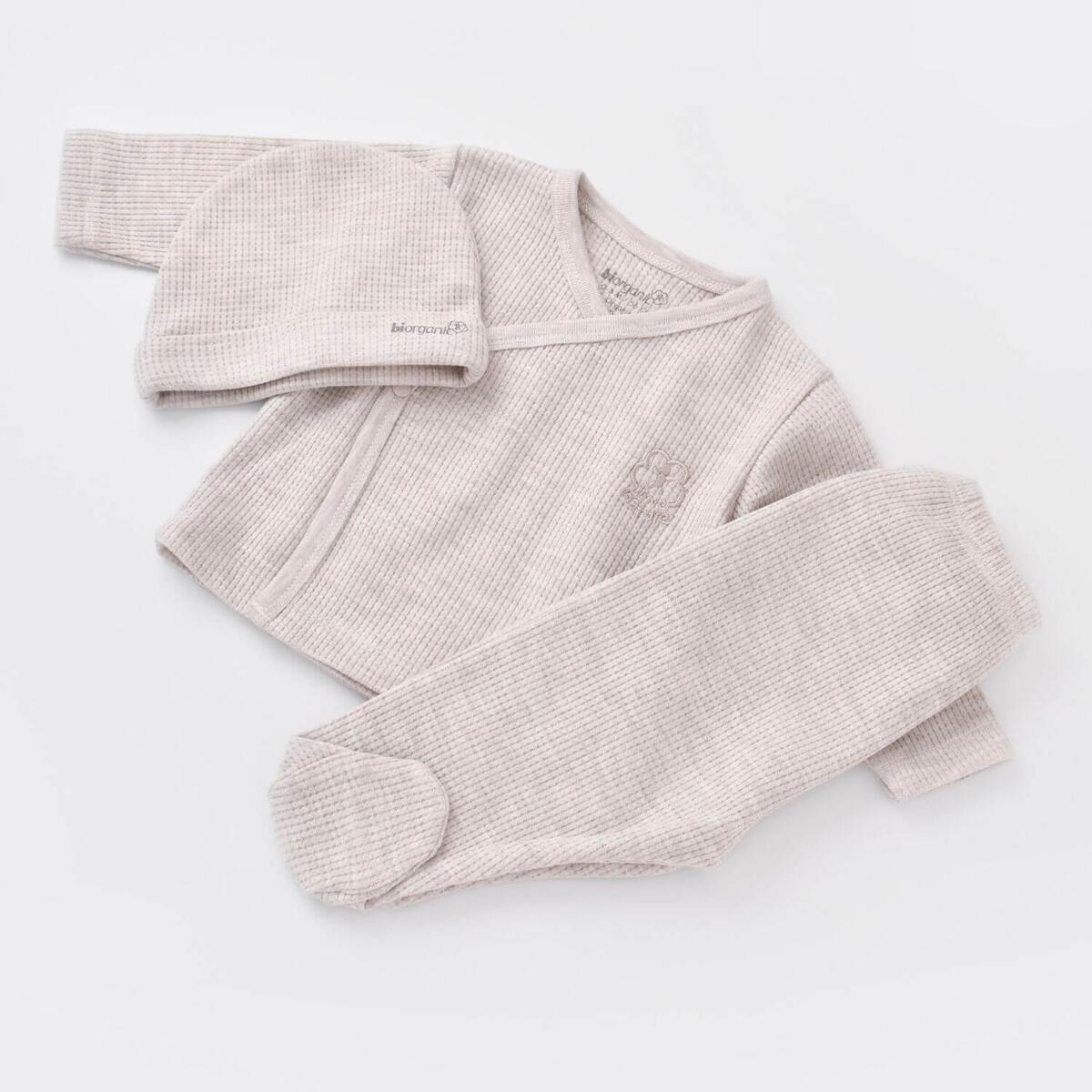 Bibaby Organik Zıbın Takımı 3lü Nature In Waffle Kahve Melanj