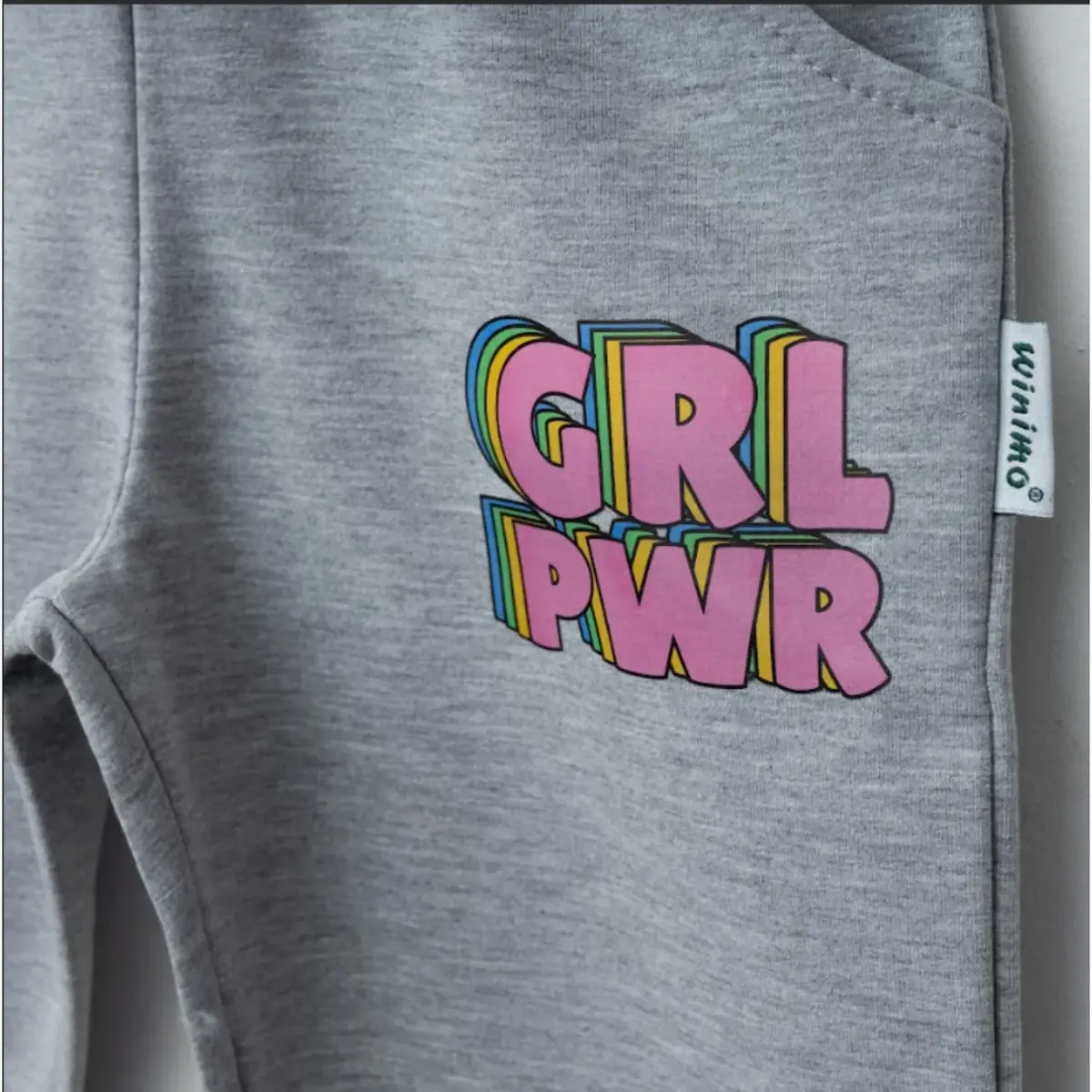 Winimo Eşofman Altı Pwr Girl Baskılı Gri