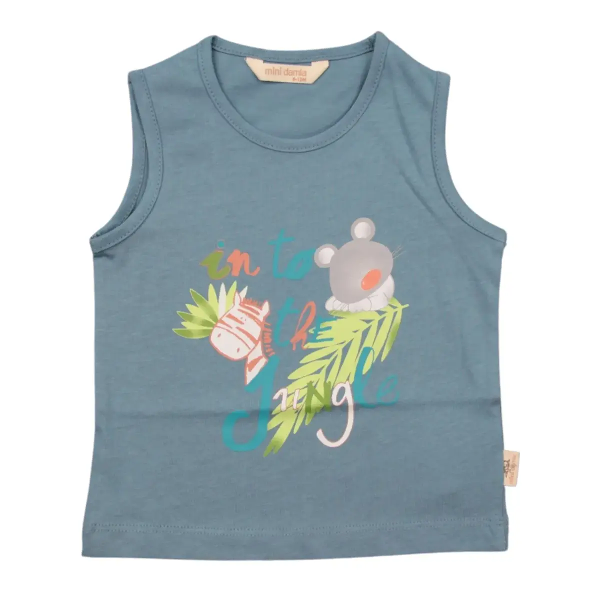 Mini Damla T-Shirt Kolsuz Jungle Petrol