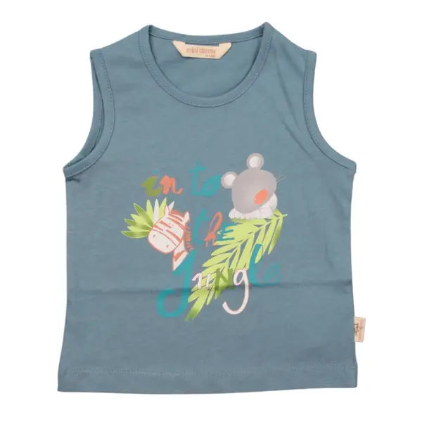 Mini Damla T-Shirt Kolsuz Jungle Petrol