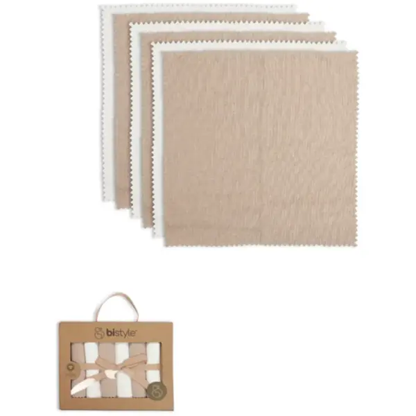 Bistyle Mendil 6lı Penye Colours Kutulu Ekru - Kahverengi