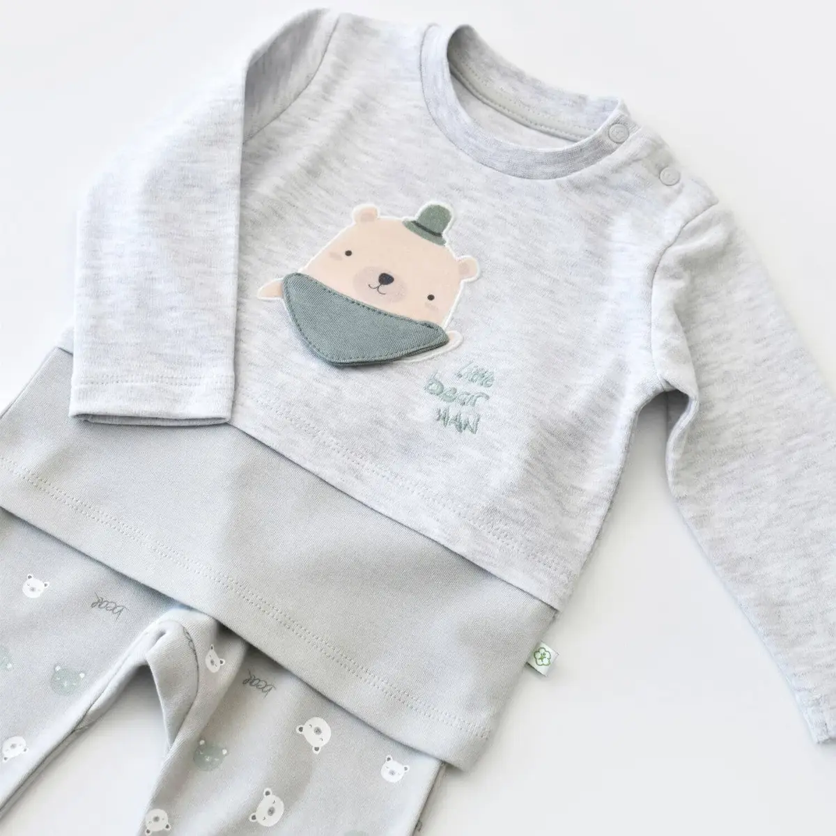 Bibaby Organik 2li Takım Hug Me Bear Kar Melanj