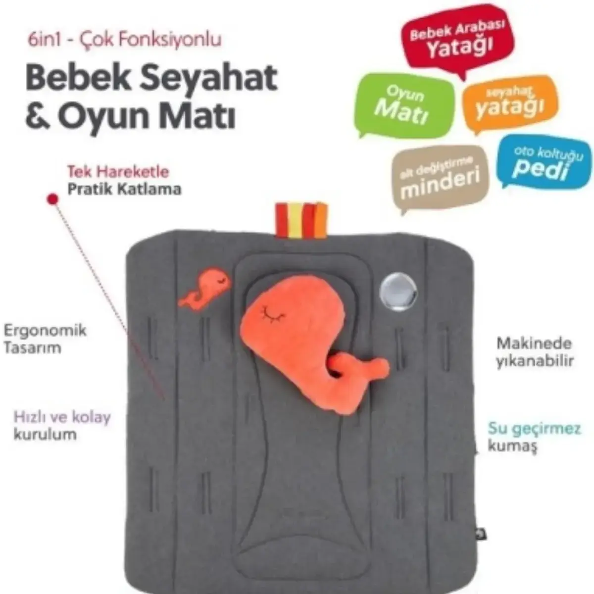 Ubeybi Bebek Seyahat ve Oyun Matı 6in1