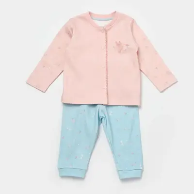 Bibaby Organik Pijama Takımı Always Happy Gül Kurusu - Mint