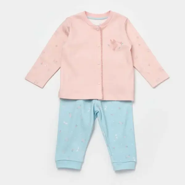 Bibaby Organik Pijama Takımı Always Happy Gül Kurusu - Mint