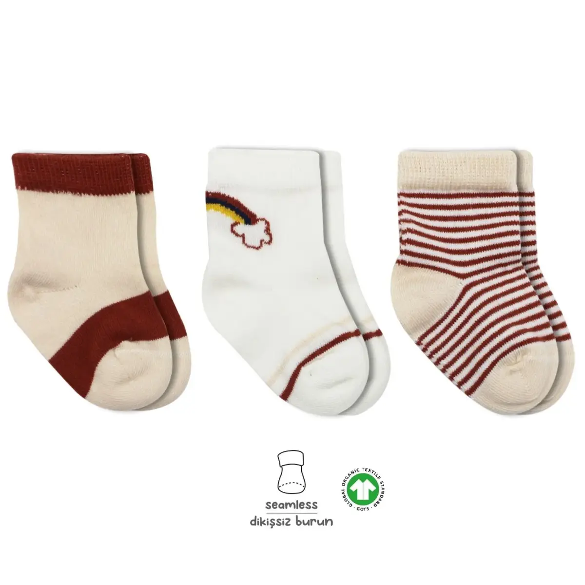 Bibaby Çorap Soket 3lü Penye Rainbow Bistyle Kiremit Bibaby Çorap Soket 3lü Penye Rainbow Bistyle Kiremit