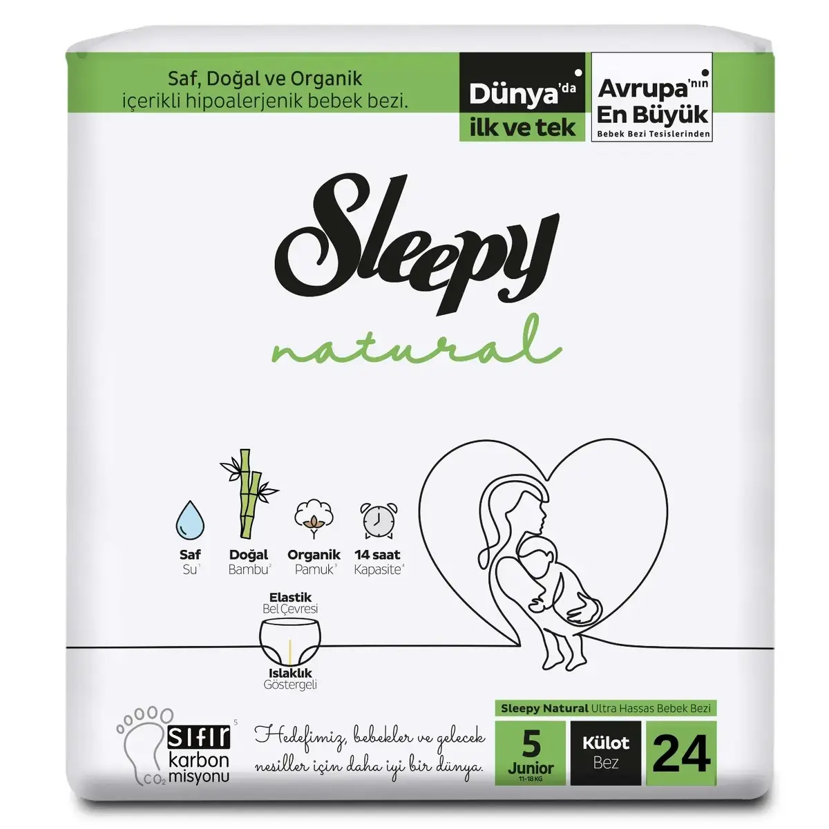 Sleepy Natural Külot Bebek Bezi 5 Beden 11-18 kg 24lü