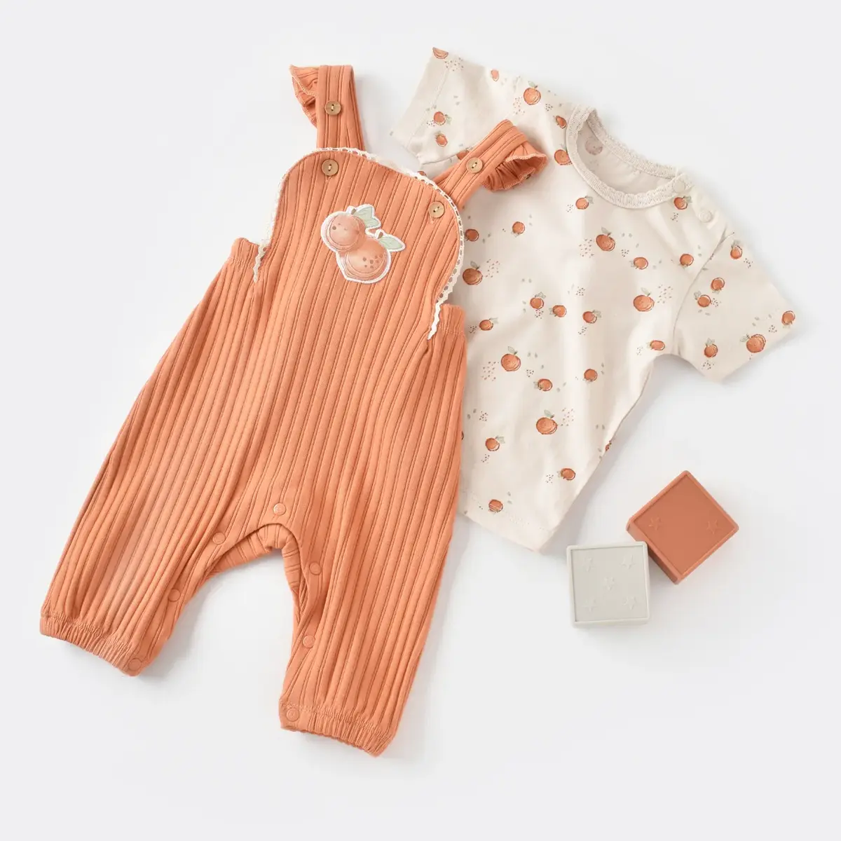 Bibaby Organik Salopet Tulum Summer Fruit Light Cream - Caramel